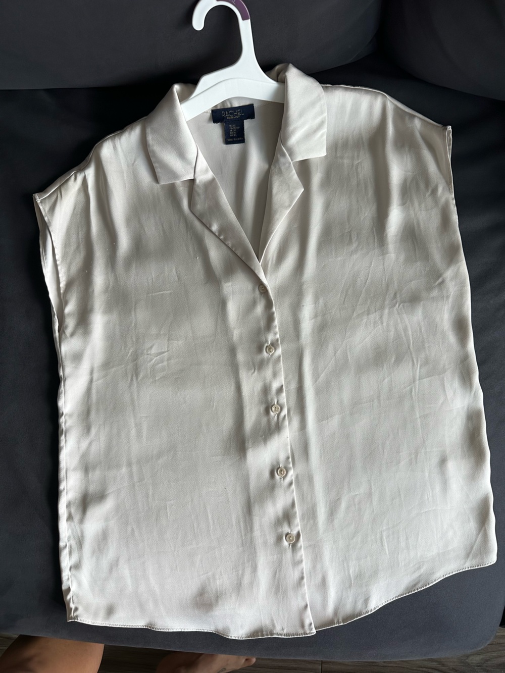 Rachel Cream Sleeveless Button-Down Blouse